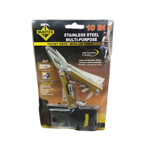 Pinza multiuso 10 en 1 con linterna dorada Hunter hm-1633 ref 10-009-018