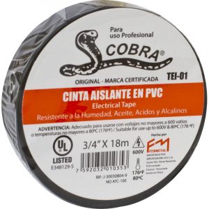 Teipe eléctrico negro 3/4" Cobra OFD