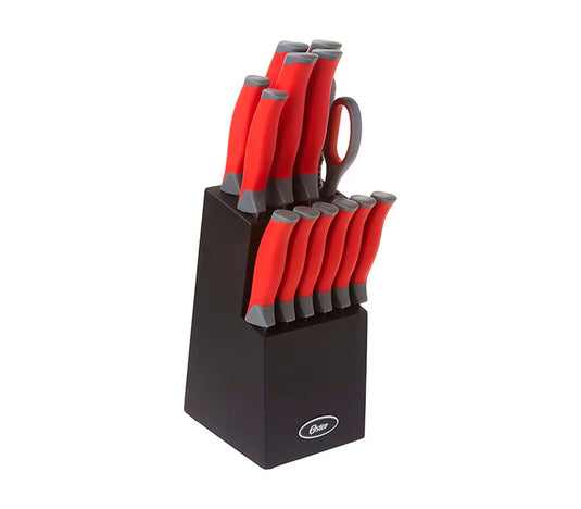 Juego de cuchillos acero inoxidable 14pzs rojo Oster NEW