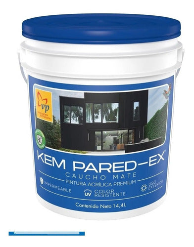 Pintura caucho mate Kem pared-ex Vp color blanco cuñete ref 10375980