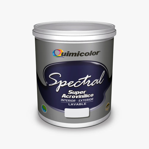 Pintura acrovinílica Spectral Quimicolor interior exterior color blanco ostra galón ref caua012-1