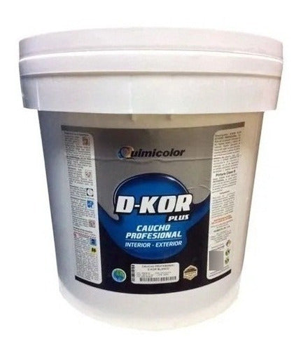 Pintura D-kor Quimicolor caucho interior exterior color blanco cuñete 4 galones clase b ref cauc010-4