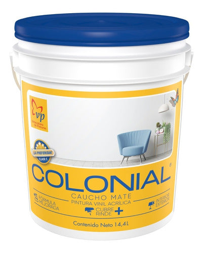 Pintura caucho mate colonial Vp color blanco intenso cuñete ref 10264208