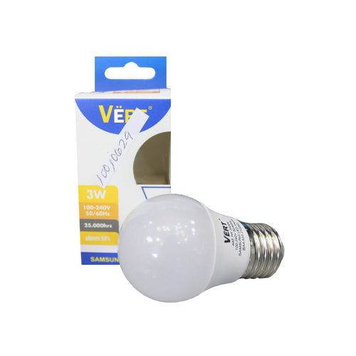 Bombillo led eficiente 3w cálida 3000k e27 Vert ref ba4-533