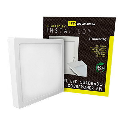 Panel led sobreponer cuadrada cálida 6w 3000k ref 06-026-025