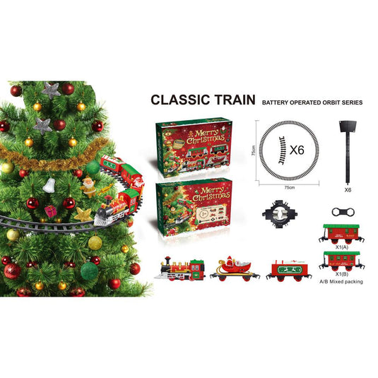 Tren navideño con luz y música a bateria para árbol 75x75cm