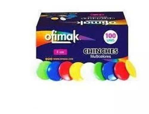 Chinches de colores 100und Ofimak Blister ref bl57