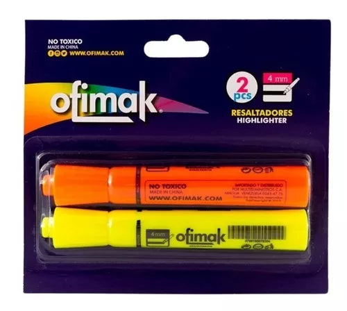 Resaltador cuadrad blister Ofimak amar/naranja 2 pzs ref bl78