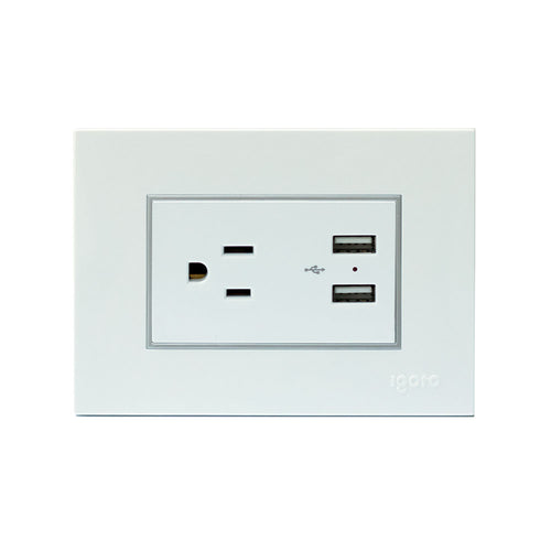 Tomacorriente sencillo y puertos USB Igoto color blanco ref z105u-w