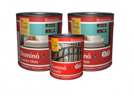 Kit Dominó emulsión Vp: 2 galones pintura caucho mate y ¼ galón pintura esmalte color blanco