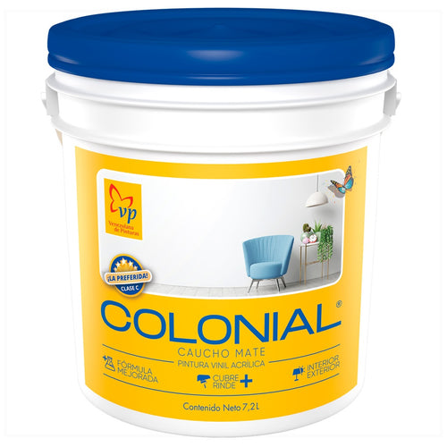 Pintura caucho mate colonial Vp color blanco interior 1/2 cuñete ref 10264210