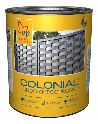 Fondo anticorrosivo 2 en 1 Vp colonial color negro 1/4 galón